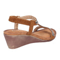 Tan - Back - Divaz Womens-Ladies Pearl Elasticated Wedge Suede Sandal