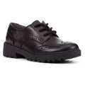 Black - Front - Geox Girls J Casey G. N Lace Up Leather School Shoe