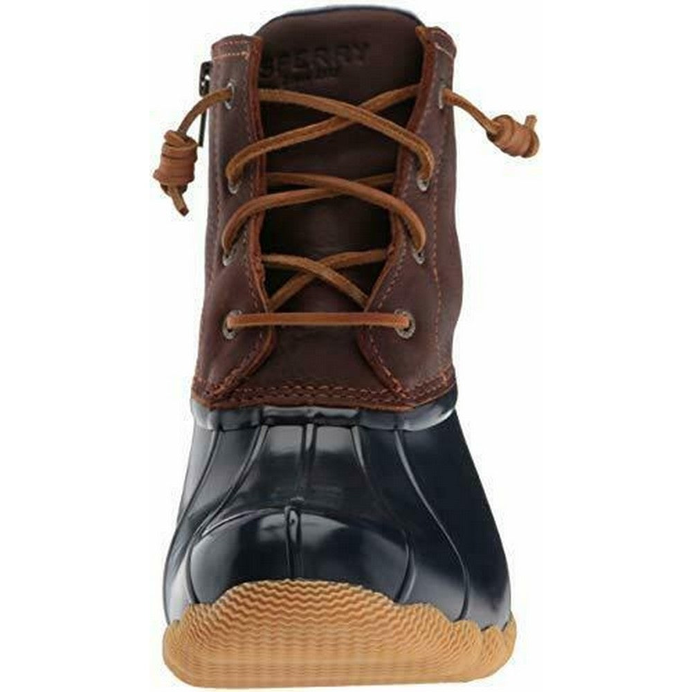Tan-Navy - Pack Shot - Sperry Womens-Ladies Saltwater Duck Leather Ankle Boots