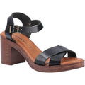 Black - Front - Hush Puppies Womens-Ladies Georgia Leather Heeled Sandals