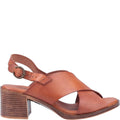 Tan - Back - Hush Puppies Womens-Ladies Gabrielle Leather Heeled Sandals