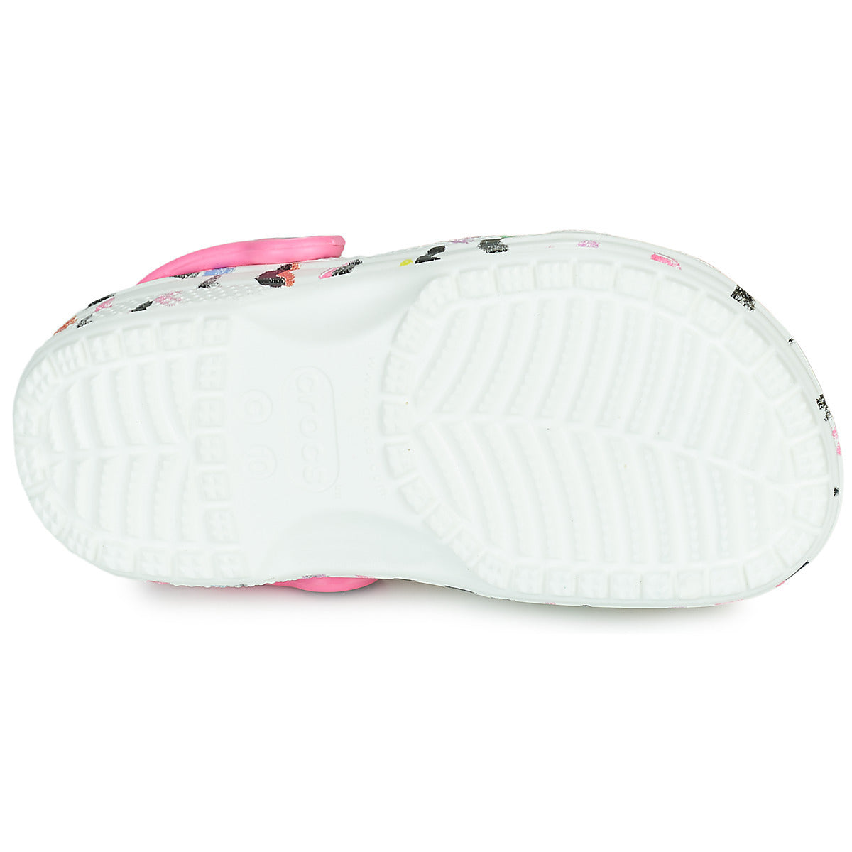 White-Pink - Close up - Crocs Childrens-Kids Classic Heart Clogs