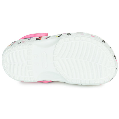 White-Pink - Close up - Crocs Childrens-Kids Classic Heart Clogs