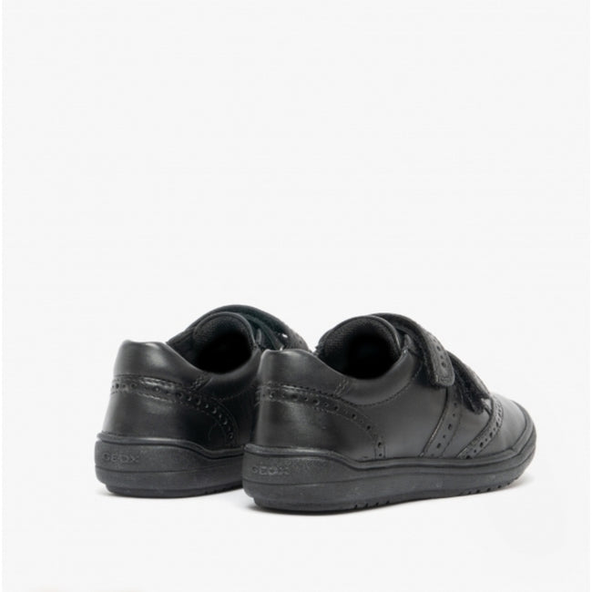 Black - Pack Shot - Geox Girls Hadriel Leather School Shoes