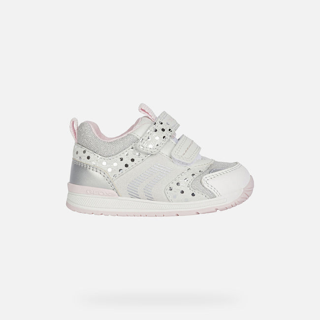 White-Silver - Back - Geox Girls Rishon Leather Trainers