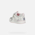 White-Silver - Side - Geox Girls Rishon Leather Trainers