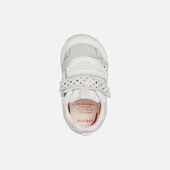 White-Silver - Lifestyle - Geox Girls Rishon Leather Trainers
