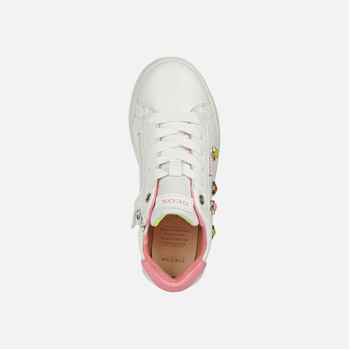 White-Fuchsia - Lifestyle - Geox Girls Rebecca Leather Trainers