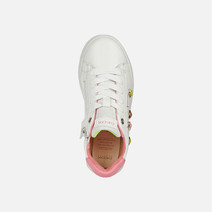White-Fuchsia - Lifestyle - Geox Girls Rebecca Leather Trainers