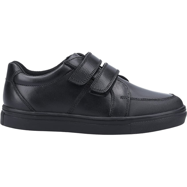 Black - Back - Hush Puppies Boys Santos Leather School Shoes