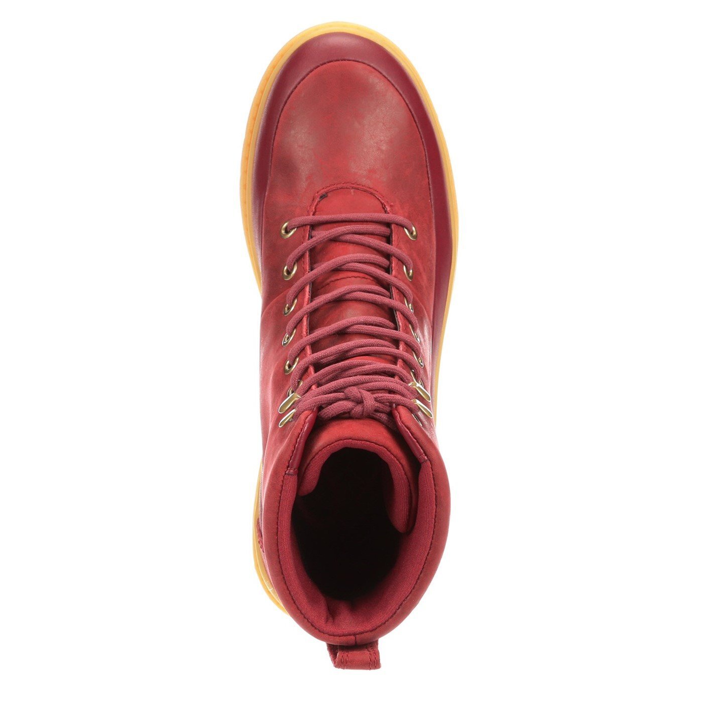 Burgundy-Yellow - Close up - Muck Boots Womens-Ladies Liberty Leather Wedge Ankle Boots