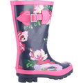Navy-Pink - Lifestyle - Cotswold Girls Flower Wellington Boots