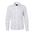 White - Front - James and Nicholson Womens-Ladies Longsleeve Oxford Shirt
