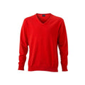 Dark Orange - Front - James and Nicholson Mens V-Neck Pullover