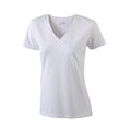 White - Front - James and Nicholson Womens-Ladies Stretch V-Neck Tee