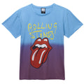 Blue-Purple - Front - Amplified Womens-Ladies Tongue Dip Dye The Rolling Stones T-Shirt