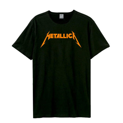 Black-Orange - Front - Amplified Unisex Adult Metallica Logo T-Shirt