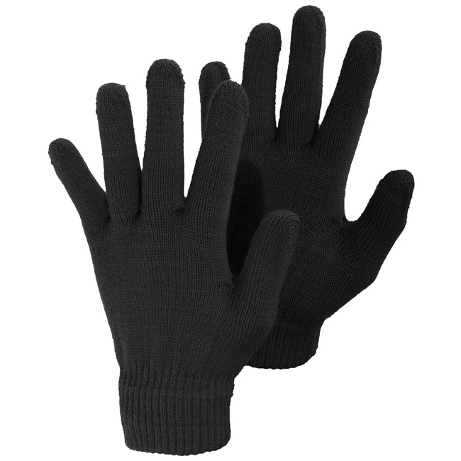 Black - Front - Ladies-Womens Plain Winter Magic Gloves