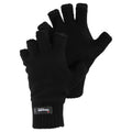 Black - Front - Mens Knitted Winter Thinsulate Heatguard Fingerless Gloves