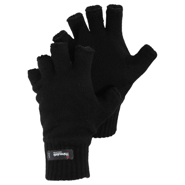 Mens Knitted Winter Thinsulate Heatguard Fingerless Gloves