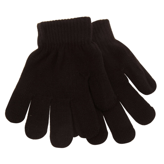 Black - Front - Childrens-Kids Thermal Magic Gloves
