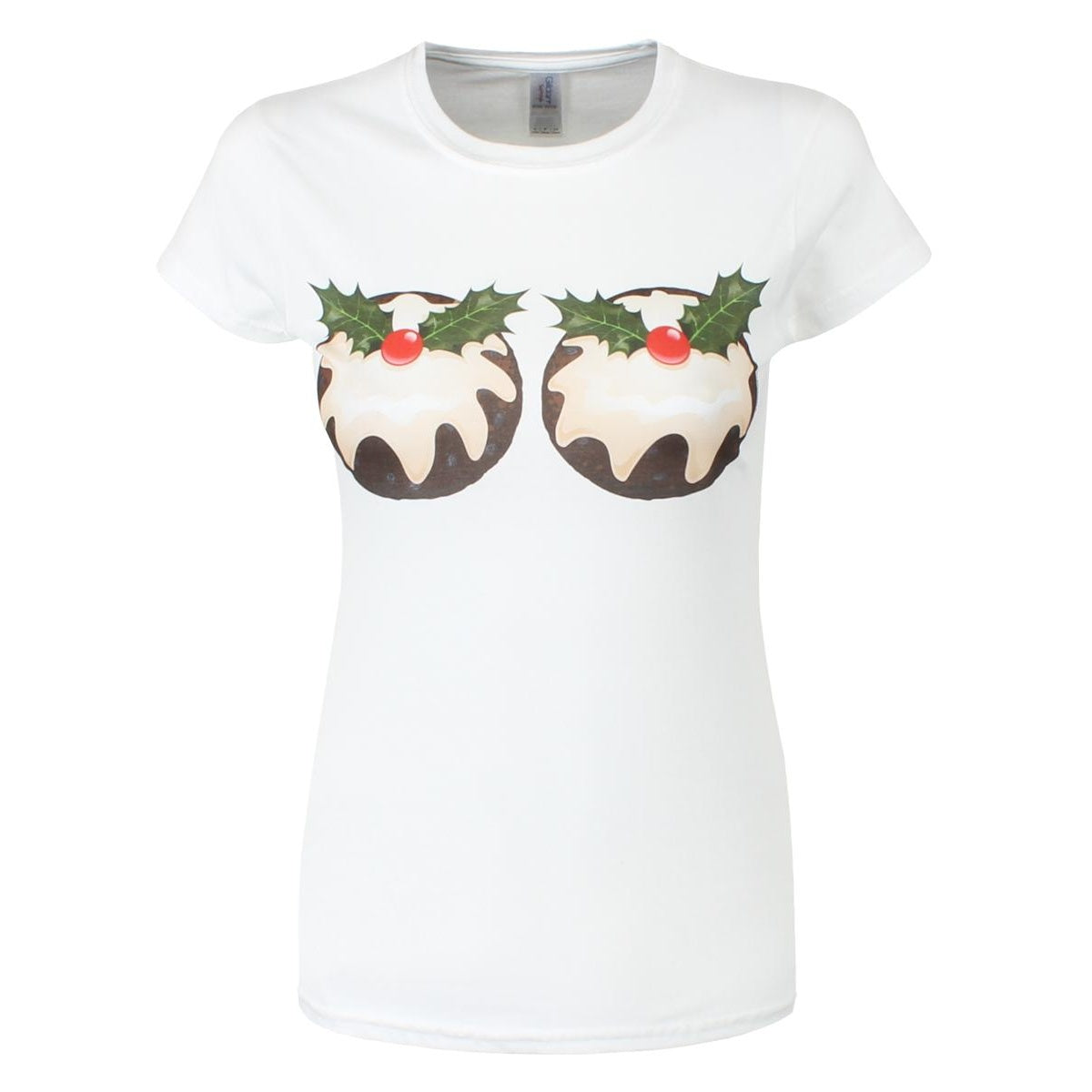 White - Front - Grindstore Womens-Ladies A Couple Of Christmas Puddings T-Shirt
