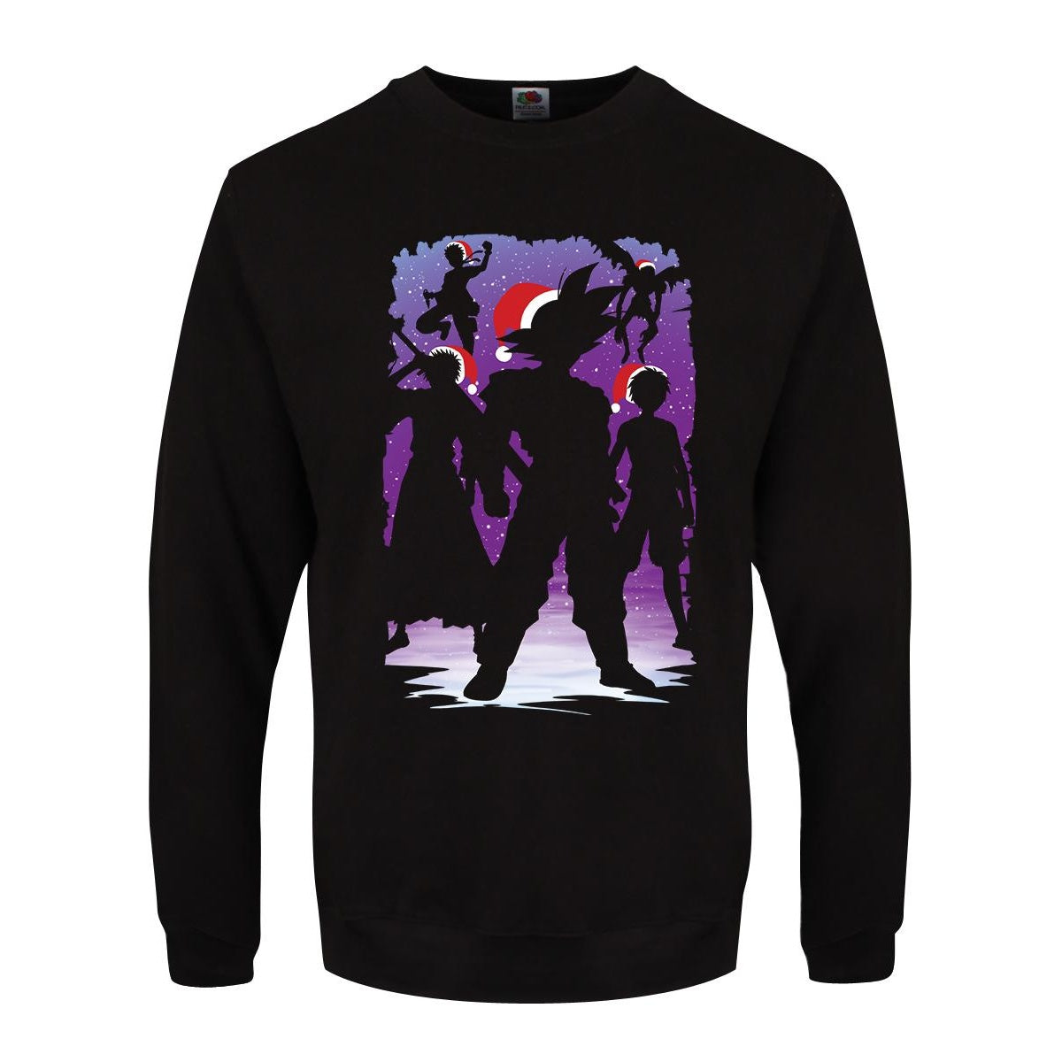 Black - Front - Grindstore Mens Manga Heroes Christmas Jumper
