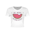 White - Front - Grindstore Ladies-Womens Be More Herbivore Crop Top