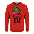 Red - Front - Grindstore Mens Head Elf Christmas Jumper