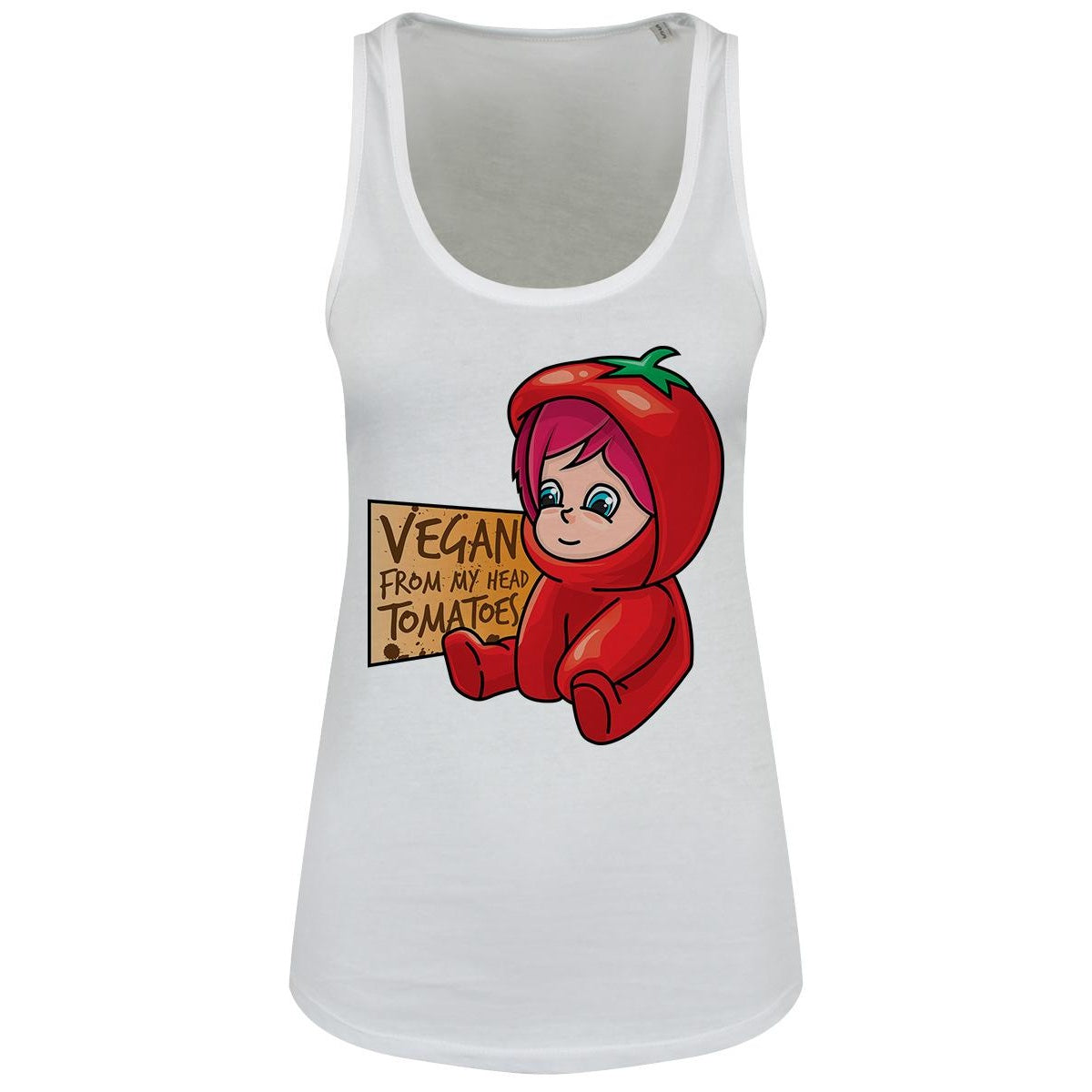 White - Front - Grindstore Womens-Ladies Vegan From My Head To Ma Toes Vest Top