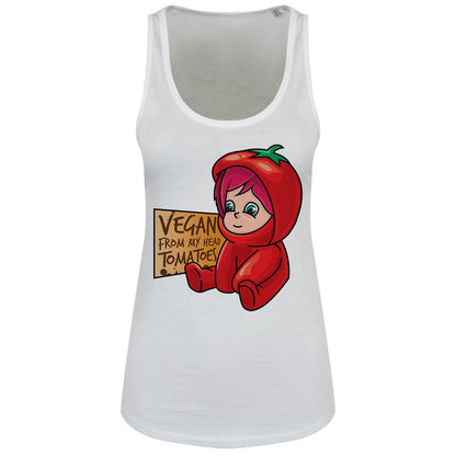 White - Front - Grindstore Womens-Ladies Vegan From My Head To Ma Toes Vest Top