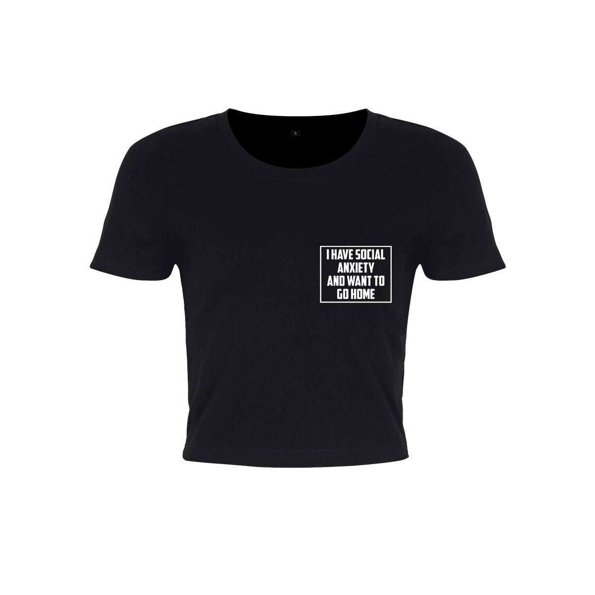 Black - Front - Grindstore Womens-Ladies Social Anxiety Crop Top