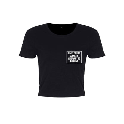 Black - Front - Grindstore Womens-Ladies Social Anxiety Crop Top