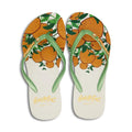 White-Orange-Green - Front - BeachyFeet Womens-Ladies Naranja Flip Flops