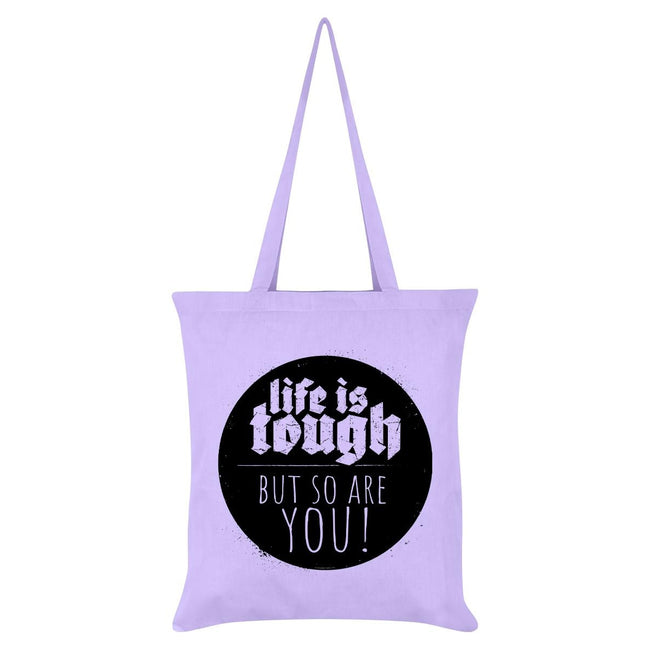Lilac-Black - Front - Grindstore Life Is Tough But So Are You Tote Bag