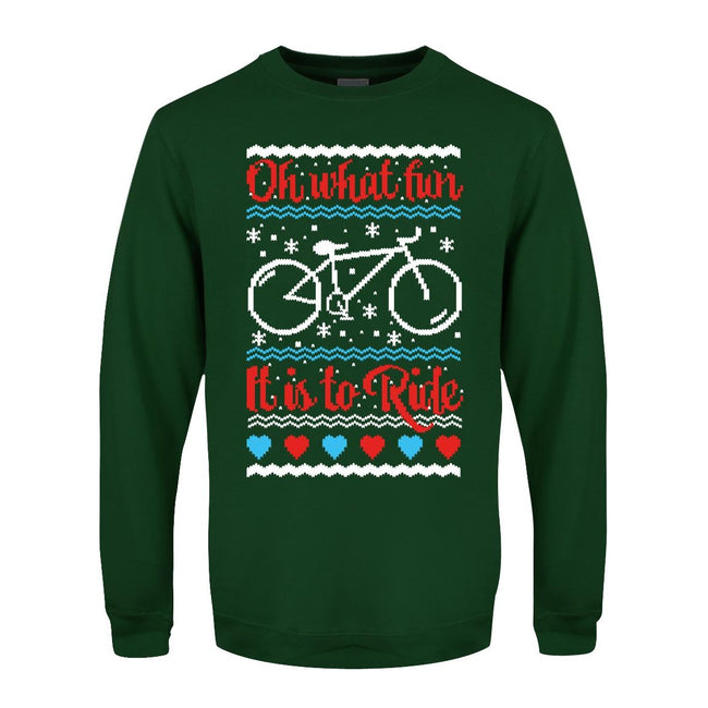 Bottle Green - Front - Grindstore Mens Oh What Fun It Is To Ride Christmas Jumper