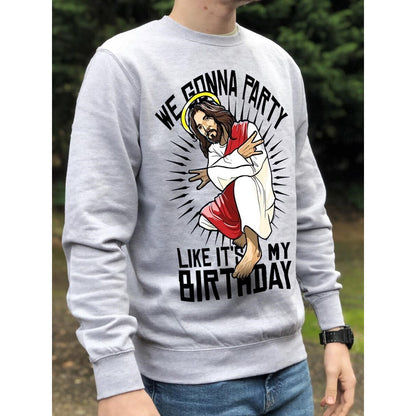 Grey - Back - Grindstore Mens We Gonna Party Like It´s My Birthday Christmas Jumper