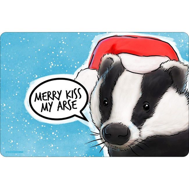 Sky Blue-Black-White - Front - Cute But Abusive Merry Kiss My Arse Tin Door Sign