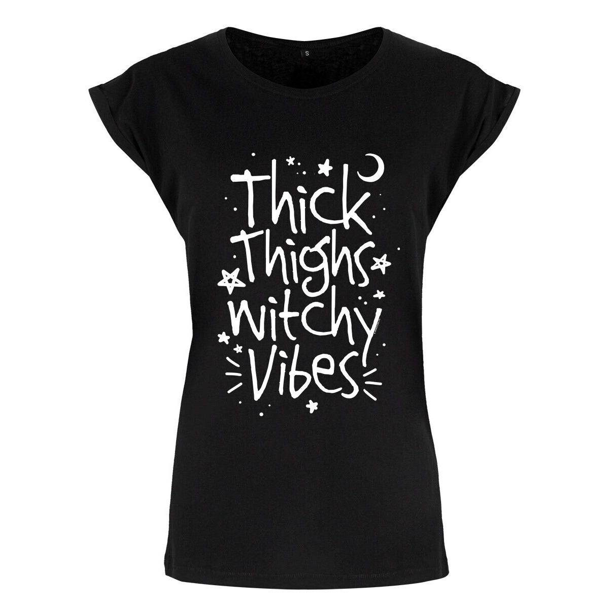 Black-White - Front - Grindstore Womens-Ladies Thick Thighs Witchy Vibes T-Shirt