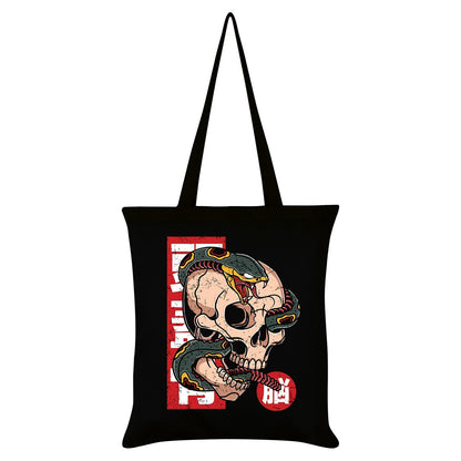 Black-Red - Front - Unorthodox Collective Snake Skull Tattoo Tote Bag