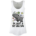 White - Front - Grindstore Ladies-Womens I`m Just A Fat Unicorn Floaty Tank