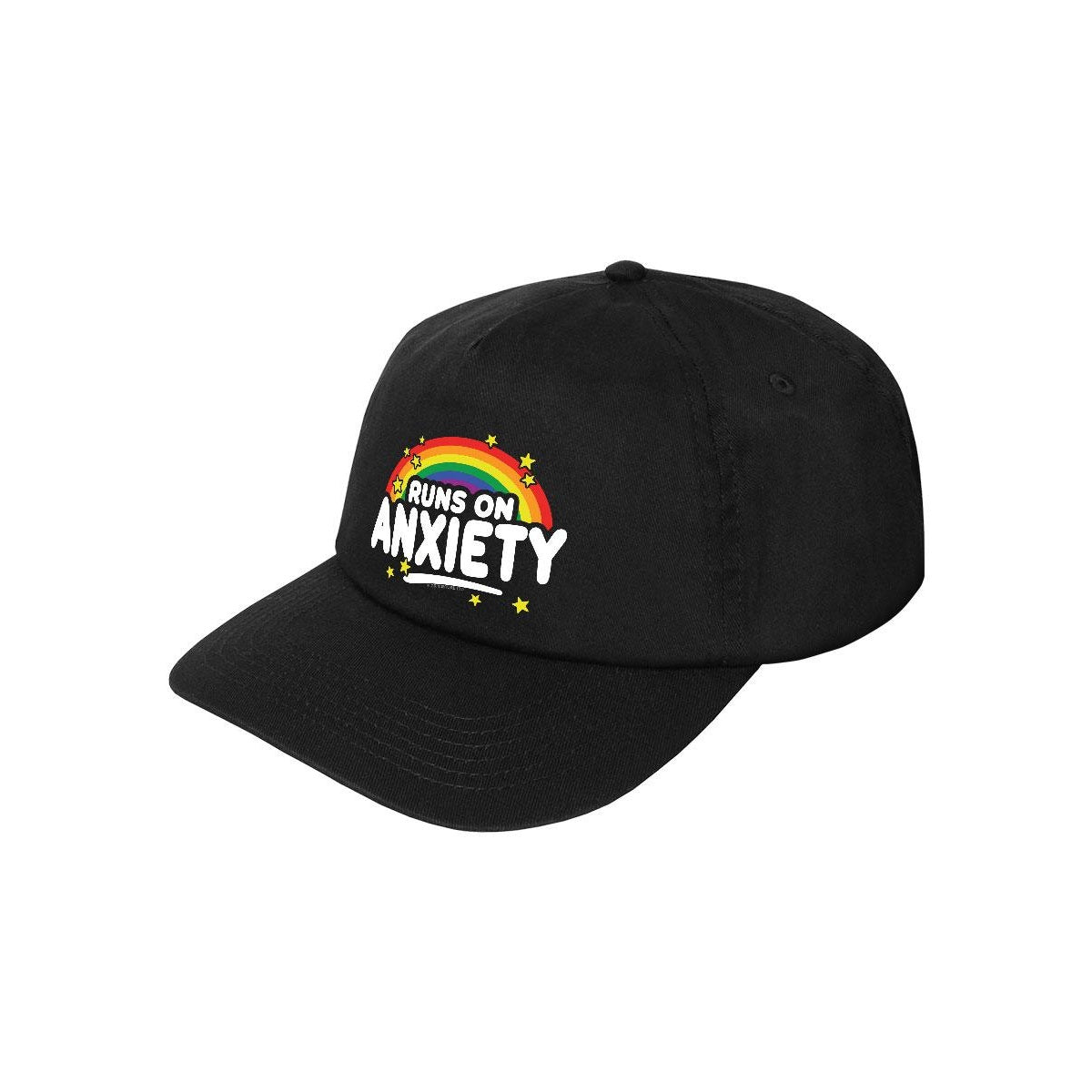 Black - Front - Grindstore Runs On Anxiety Baseball Cap