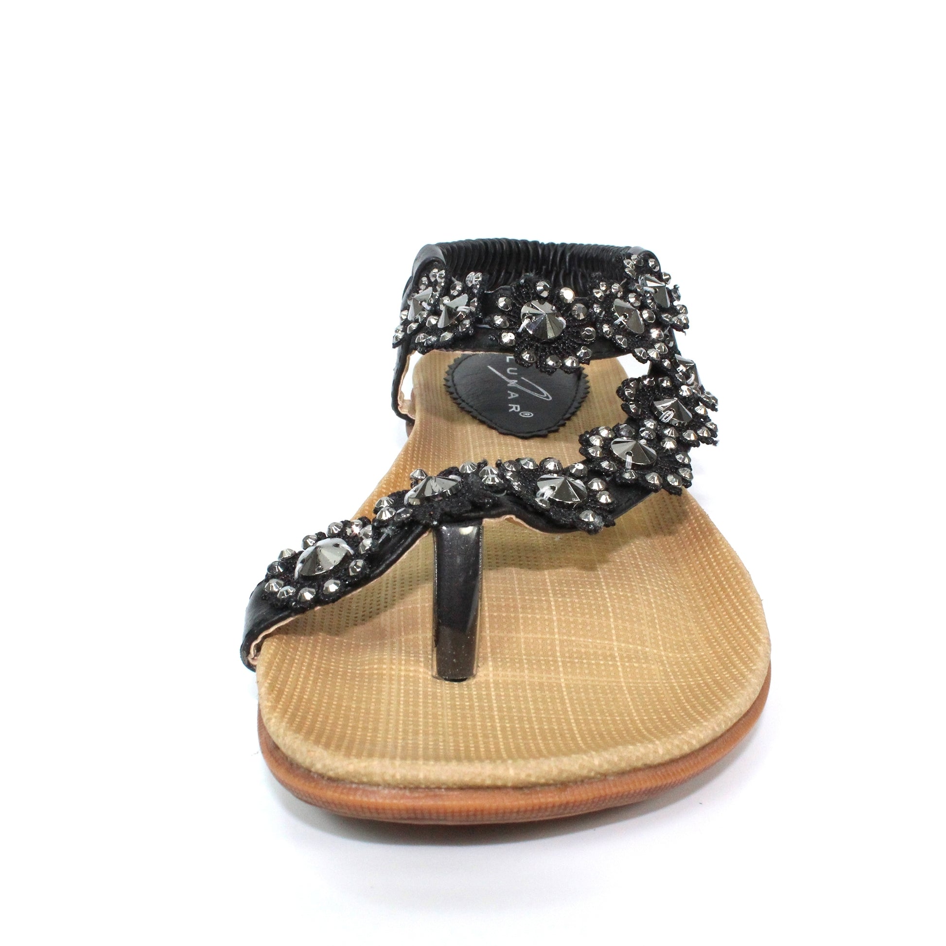 Black - Pack Shot - Lunar Womens-Ladies Charlotte Flower Sandals