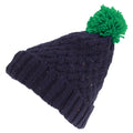 Navy-Green - Back - Adults Unisex Knit Feel Bobble Hat
