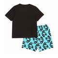 Black-Teal - Back - Fortnite Childrens-Kids Gradient Short Pyjama Set