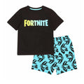 Black-Teal - Front - Fortnite Childrens-Kids Gradient Short Pyjama Set