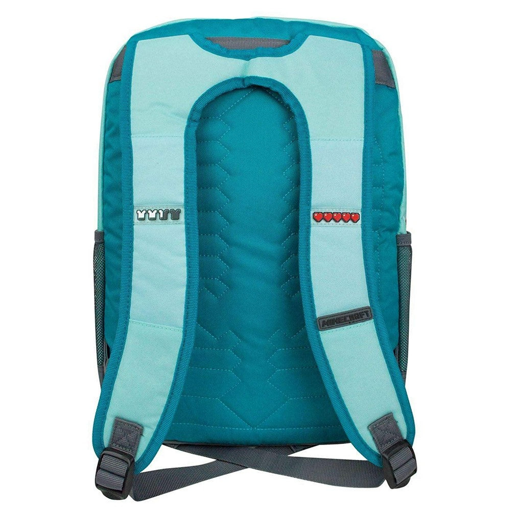 Pale Turquoise - Back - Minecraft Childrens-Kids Diamond Backpack