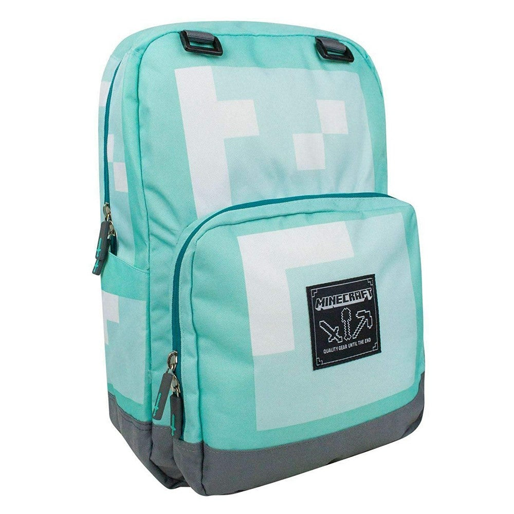 Pale Turquoise - Side - Minecraft Childrens-Kids Diamond Backpack