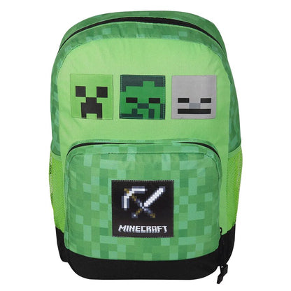 Green-Black - Front - Minecraft Childrens-Kids Three Mobs Backpack