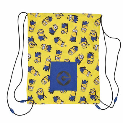 Yellow-Blue - Front - Minions Childrens-Kids Character Drawstring Bag